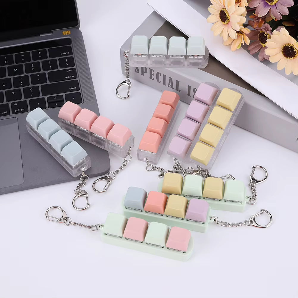 4 Keys Mechanical Keyboard Axis Tester DIY Keycaps Stress Relief Toy Finger Calming Fidget Keyborad Button Office Toy Keychain